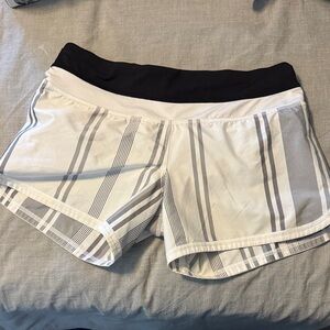 Lululemon Athletica Black and White Striped Athletic Shorts